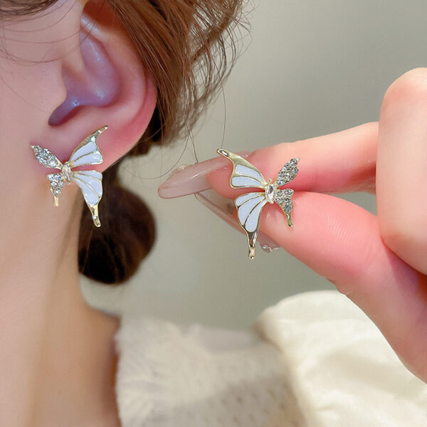 Fashion Jewelry Rhinestone Dripped Butterflies Stud Earrings Sweet Everyday Versatile Jewelry For Women - Image 7