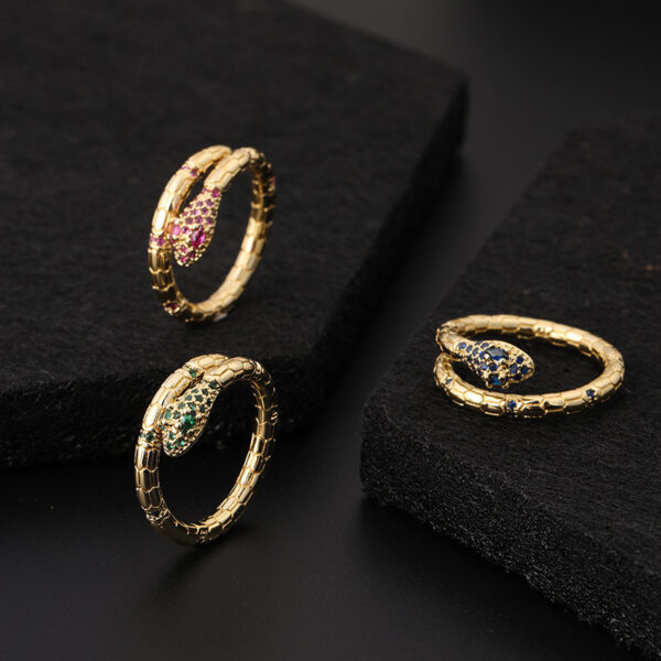 Cool Style Creative Personality Snake Ring Female Color Zircon Opening - Image 6