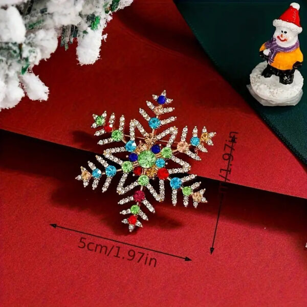 Creative Alloy Inlaid Colorful Rhinestone Christmas Snowflake Brooch - Image 5