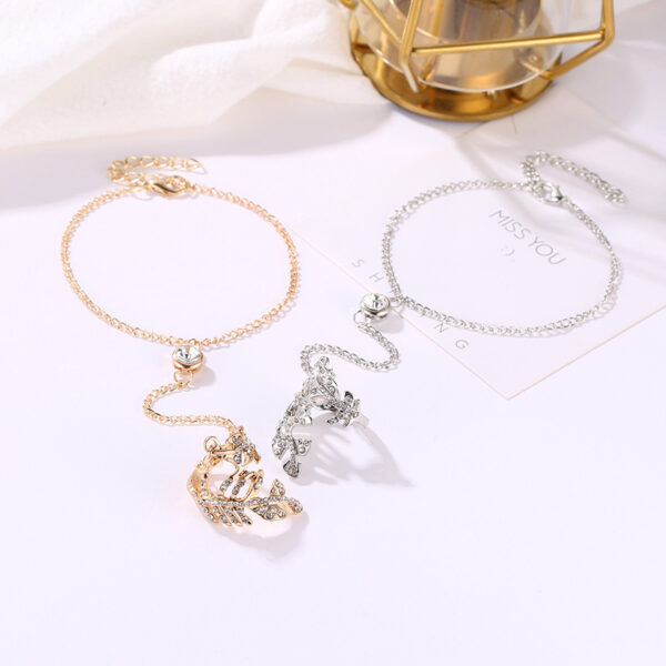 Bracelet One Piece Set Personalized Diamond Leaf Ring - Image 9