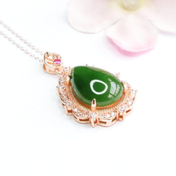 Natural Hetian Jade Pendant Jasper Water Drop Russian Material Spinach GreenIt is often used to symbolize power, grace, and purity and is seen as a charm of good fortune. - Image 5