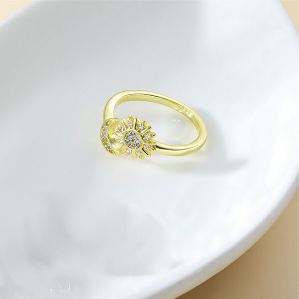 Opening Adjustable Star Moon Ring With Rhinestones Fashion Personality Couple Rings For Valentine's Day - Image 4