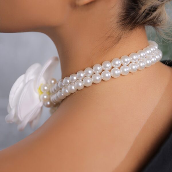 Pearl Necklace Evening Dress Accessories Flower Clavicle Necklace - Image 3