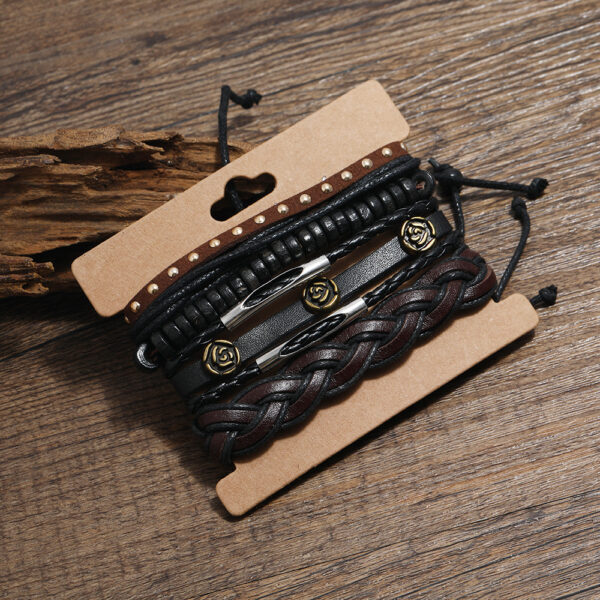 European And American Manufacturers Wholesale Rose Vintage Leather Bracelet - Image 2