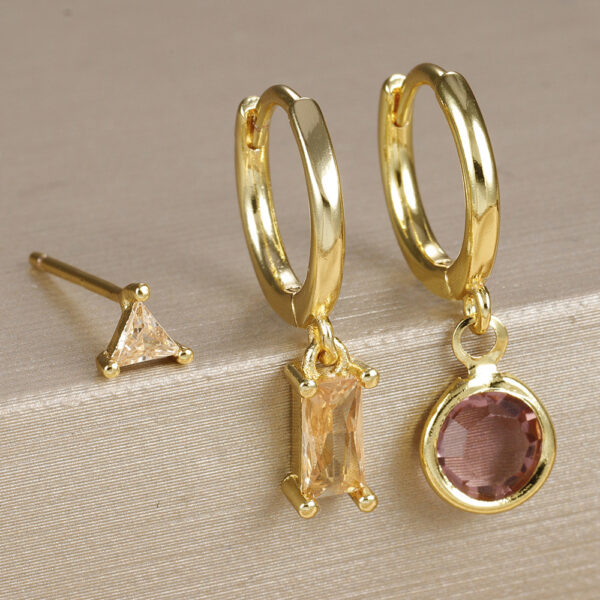 Fashion Micro Inlay Round Zircon Earrings Simple - Image 2