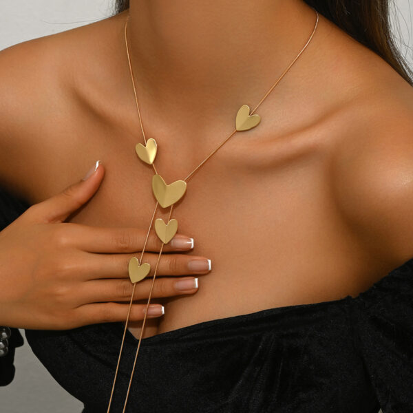 Geometric Heart Shape Necklace Women's Long Tassel - Image 5