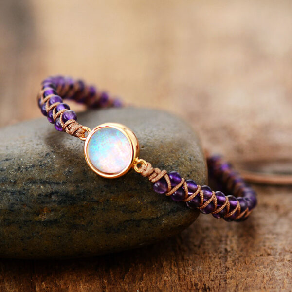 Lady amethyst opal braided chain friendship bracelet