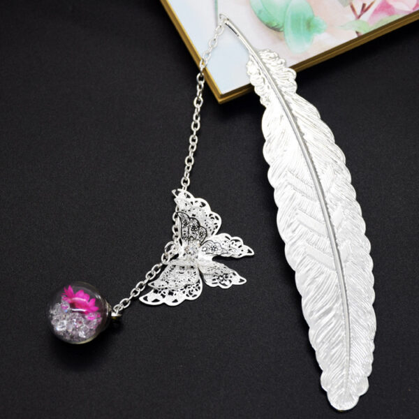 Chinese Style Metal Feather Bookmark Leaf Vein Butterfly Crafts Creation - Image 3