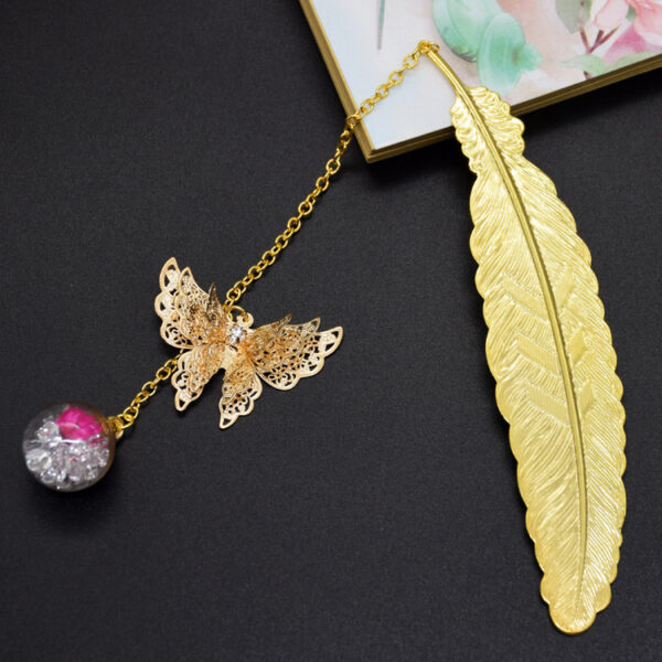 Chinese Style Metal Feather Bookmark Leaf Vein Butterfly Crafts Creation