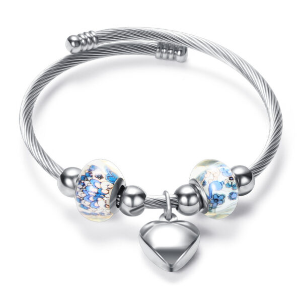 Stainless Steel Glass Bead Bracelet European And American Style Ladies - Image 3