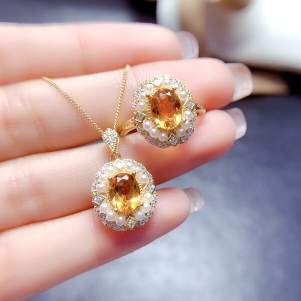 Jewelry Natural Citrine Set S925 Silver Female - Image 4