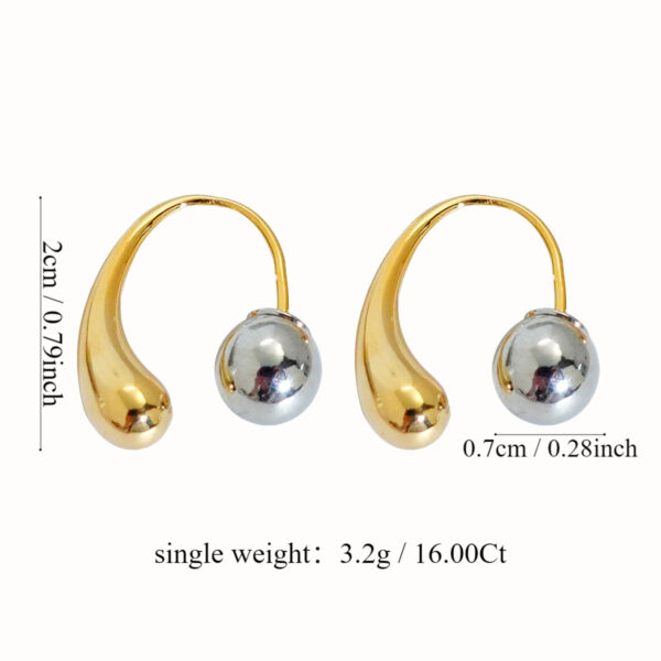 Unique Punk Style Contrast Color Metal Beads Gilded Ear Studs - Image 6