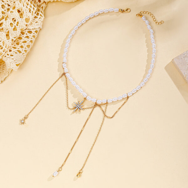 Pearl Necklace Tassel Alloy Six-pointed Star - Image 3