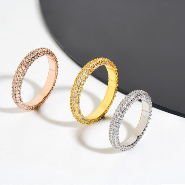 Ins Style Silver Jewelry Full Diamond Single Row Ring Women