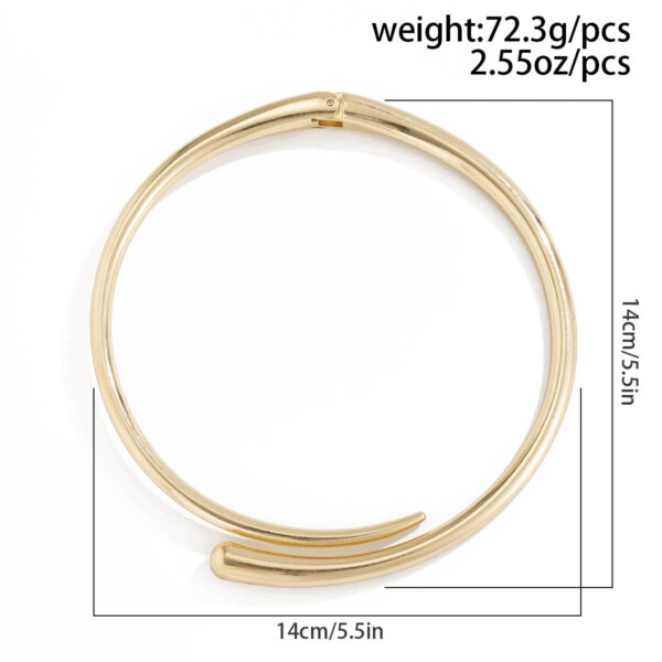 Geometric Metal Glossy Surface Spring Open Collar Bracelet Simple Necklace Choker - Image 8