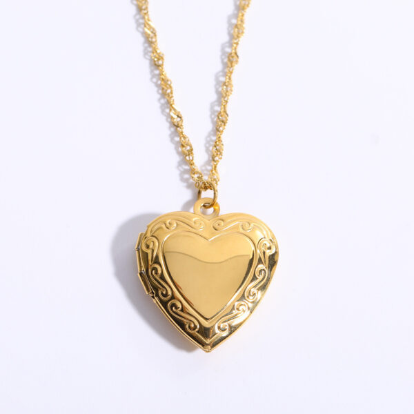 Love Heart Flowers Album Pendant Square Closure Necklace Special-interest Design Closure - Image 7