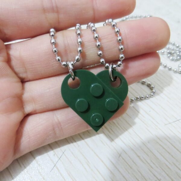 Detachable Love Heart Shaped Block Pendant Necklace - Image 9