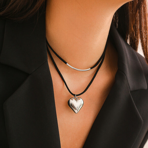 Love Heart-shaped Pendant Necklace Double-layer Peach Heart - Image 7