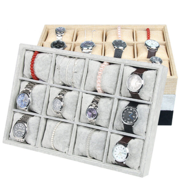 Linen Flannel Jewelry Display Plate Bracelet, Watch Storage Cabinet Without Cover