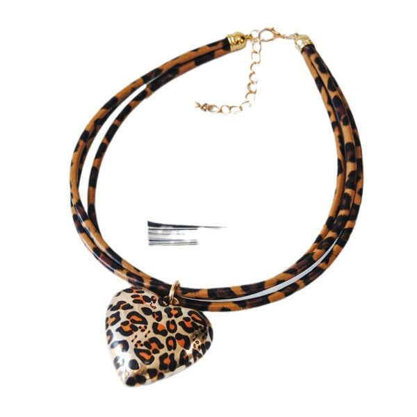 Love Leopard Pendant Multi-layer Leather String Necklace - Image 4