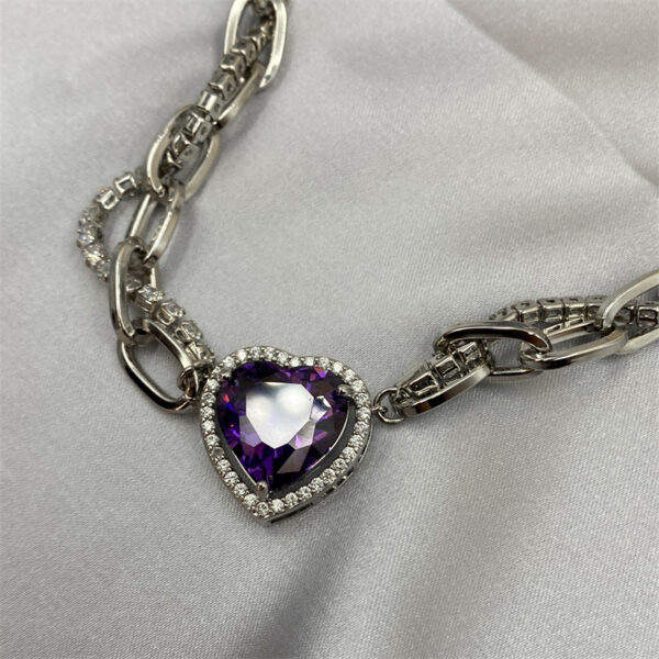 Amethyst Heart Necklace Zircon Chain Wrap - Image 3