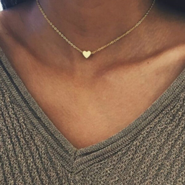 Simple Fashion Gold Color Double-sided Love Pendant Necklaces Clavicle Chains Necklace Women Jewelry Valentines Day Gift - Image 5