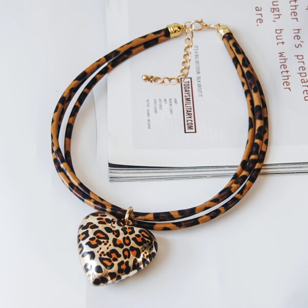 Love Leopard Pendant Multi-layer Leather String Necklace - Image 6