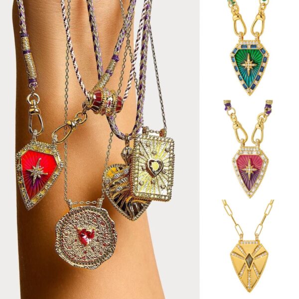 Fashion Color Tarot Necklace Simple Drop Oil Zircon Pendant Gold Plated - Image 3