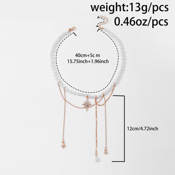 Pearl Necklace Tassel Alloy Six-pointed Star - Image 2