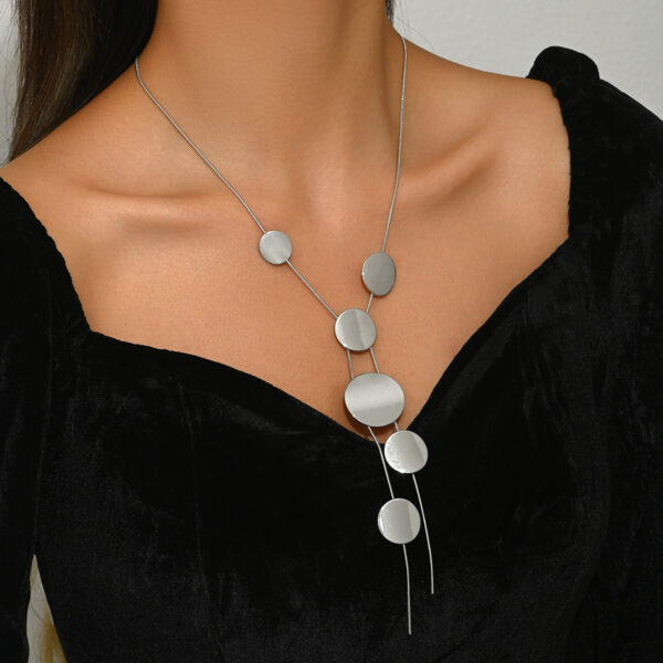 Geometric Ladies' Long Necklace Circular Design - Image 2