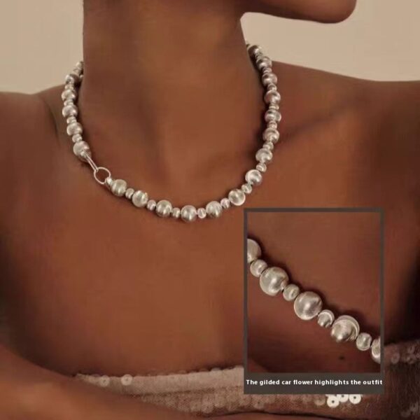 Brushed Beaded Necklace Temperament Clavicle Chain - Image 3